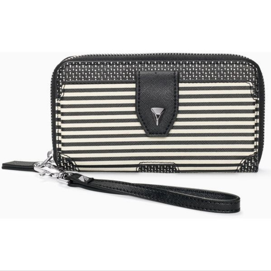 Nwot Stella & Dot Madison Smartphone Wallet Black/White Crme Breton Stripes
